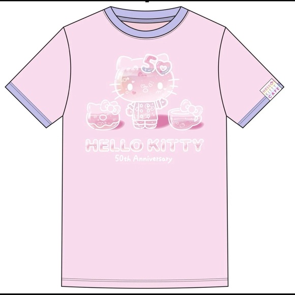 Hello Kitty Cafe 50th Anniversary Birthday  Pink Tee Size Medium - Picture 5 of 5